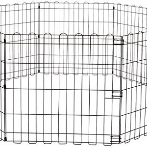 Amazon Basics Foldable Metal Pet Dog Exercise Fence Pen - 60 x 60 x 24 Inches, Black