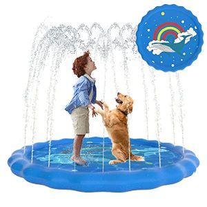 BOTINDO Splash Pad, 68" Sprinkler for Kids Outdoor Water Toys Inflatable Sprinkler Mat Gifts for Boys Girls Children Outside Backyard Dog Sprinkler Pool