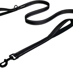 Heavy Duty Dog Leash - 2 Handles by Padded Traffic Handle for Extra Control, 6foot Long - Perfect for Medium to Large Dogs (6 ft, Black)